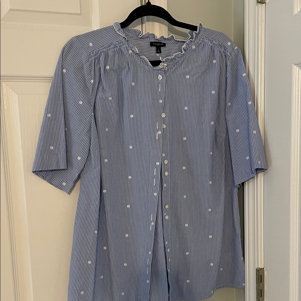Talbots Blue and White Striped Blouse